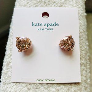 Kate Spade Rise and Shine Rose Gold Patina Stud Earrings